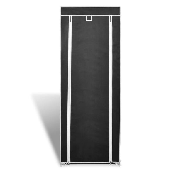 Υφασμάτινη παπουτσοθήκη με κάλυμμα 57 x 29 x 162 cm Μαύρο