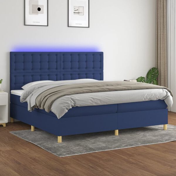vidaXL &Kappa;&rho;&epsilon;&beta;ά&tau;&iota; Boxspring &mu;&epsilon; &Sigma;&tau;&rho;ώ&mu;&alpha; & LED &Mu;&pi;&lambda;&epsilon; 200x200 &epsilon;&kappa;. &Upsilon;&phi;&alpha;&sigma;&mu;ά&tau;&iota;&nu;&omicron;