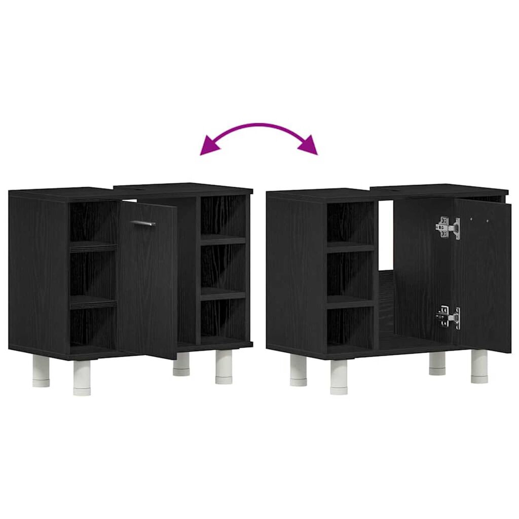 vidaXL Ντουλάπι Μπάνιου Μαύρη Οξυά 60 x 32 x 54 εκ Επεξεργασμένο ξύλο