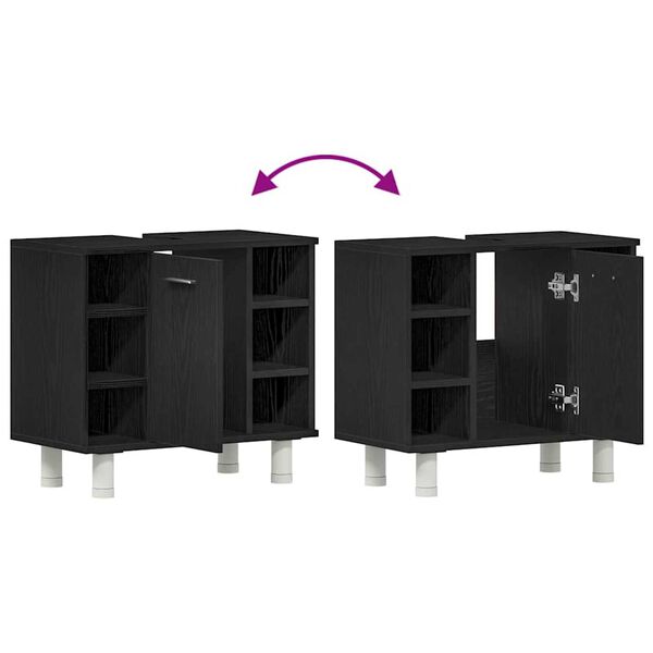 vidaXL Ντουλάπι Μπάνιου Μαύρη Οξυά 60 x 32 x 54 εκ Επεξεργασμένο ξύλο