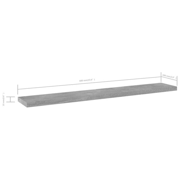 vidaXL Ράφια Βιβλιοθήκης 4 τεμ. Γκρι Σκυροδ. 60x10x1,5 εκ. Επεξ.Ξύλο