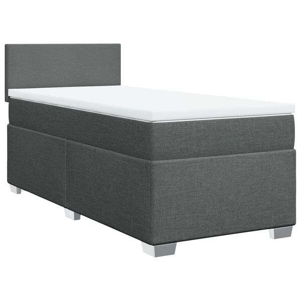 vidaXL Κρεβάτι Boxspring με Στρώμα Σκούρο Γκρι 90x200 εκ. Υφασμάτινο