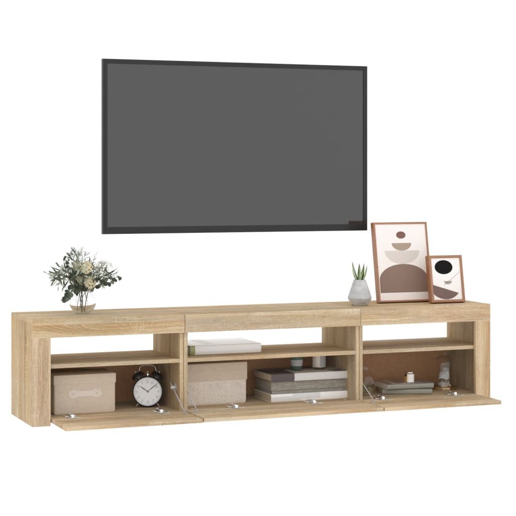vidaXL Έπιπλο Τηλεόρασης με LED Sonoma Δρυς 195x35x40 εκ.