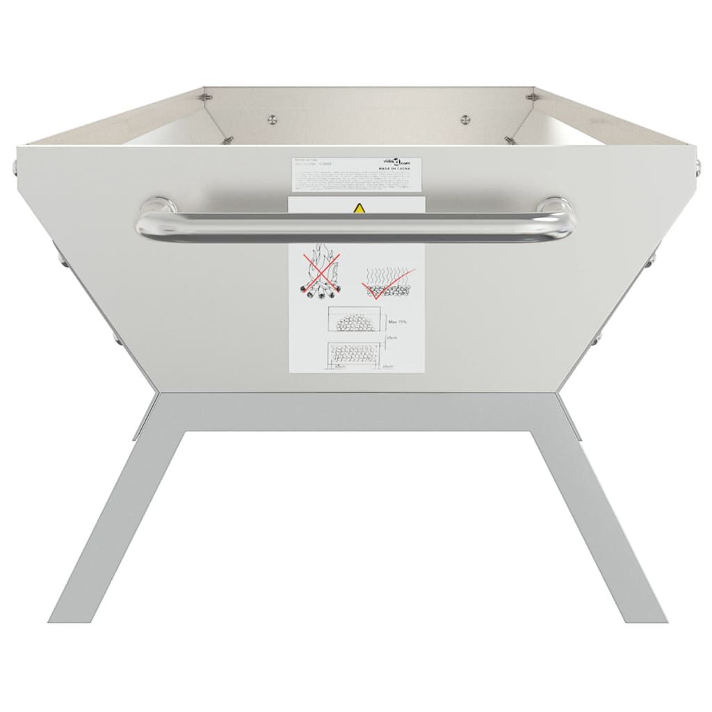 vidaXL Δίσκος Μπάρμπεκιου Ασημί 118x42x30,5 εκ. από Ανοξείδωτο Ατσάλι
