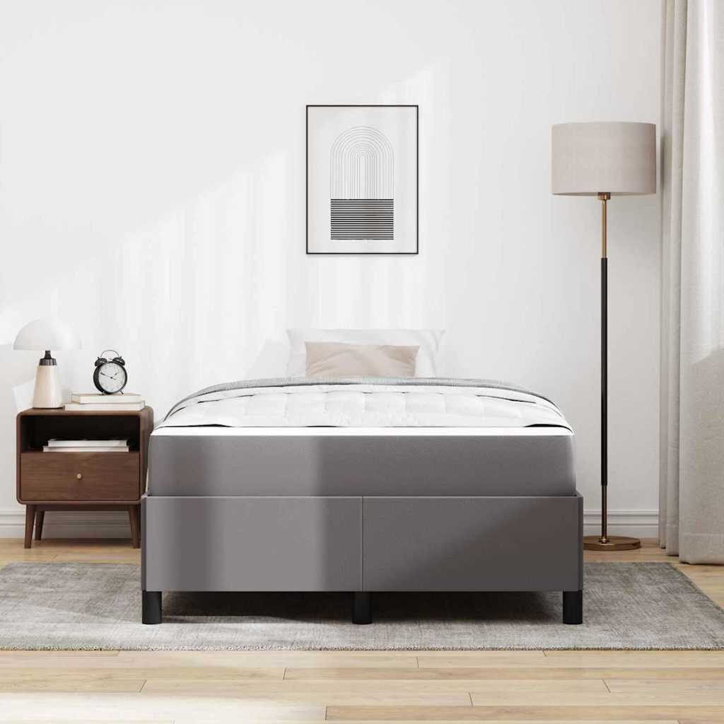 vidaXL Σκελετός κρεβατιού με στρώμα Γκρι 120 x 200 cm Τεχνητό δέρμα