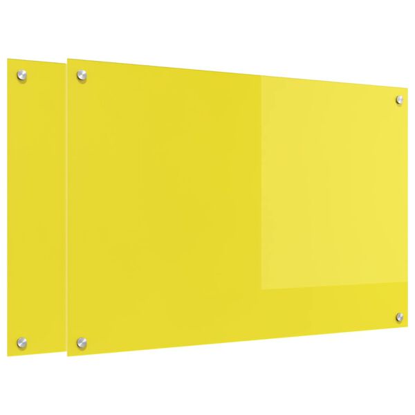 vidaXL Πίσω Πάνελ Κουζίνας 2 pcs Κίτρινο 90 x 60 cm σκληρυμένο γυαλί