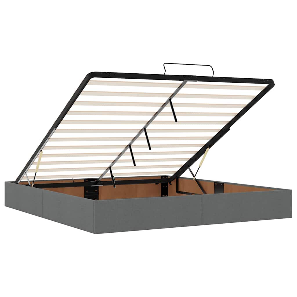 vidaXL Οθωμανικό κρεβάτι με στρώμα & LEDs Σκούρο γκρι 160x200cm ύφασμα