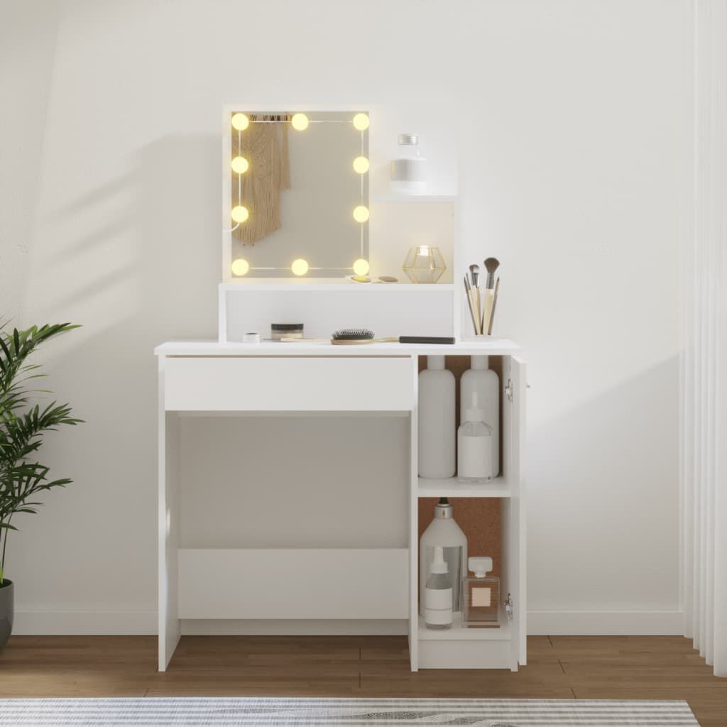 vidaXL Μπουντουάρ με LED Σετ Λευκό 86,5 x 35 x 136 εκ.