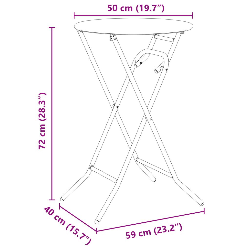 vidaXL Πτυσσόμενο Τραπέζι Κήπου Ανθρακί Ø50x72 εκ. Ατσάλι
