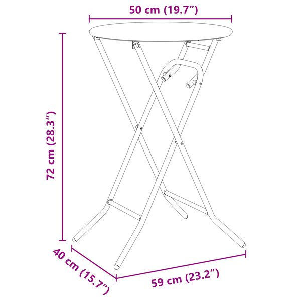 vidaXL Πτυσσόμενο Τραπέζι Κήπου Ανθρακί Ø50x72 εκ. Ατσάλι