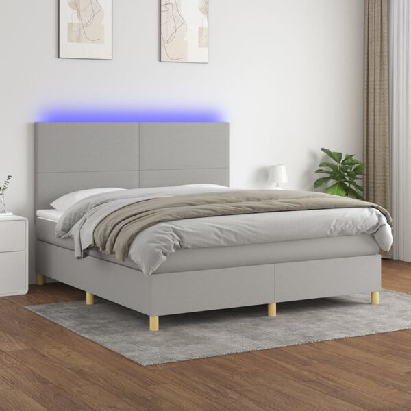 vidaXL &Kappa;&rho;&epsilon;&beta;ά&tau;&iota; Boxspring &mu;&epsilon; &Sigma;&tau;&rho;ώ&mu;&alpha; & LED &Alpha;&nu;.&Gamma;&kappa;&rho;&iota; 160x200&epsilon;&kappa;. &Upsilon;&phi;&alpha;&sigma;&mu;ά&tau;&iota;&nu;&omicron;