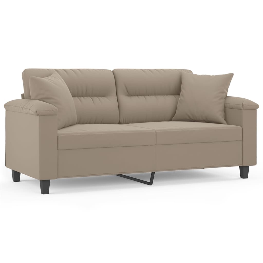 vidaXL Καναπές Διθέσιος Taupe 140 εκ. Ύφασμα Μικροϊνών με Μαξιλάρια