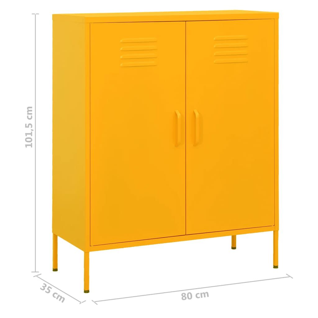 vidaXL Ντουλάπι Αποθήκευσης Μουσταρδί 80 x 35 x 101,5 εκ. Ατσάλινο