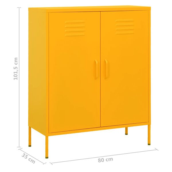 vidaXL Ντουλάπι Αποθήκευσης Μουσταρδί 80 x 35 x 101,5 εκ. Ατσάλινο