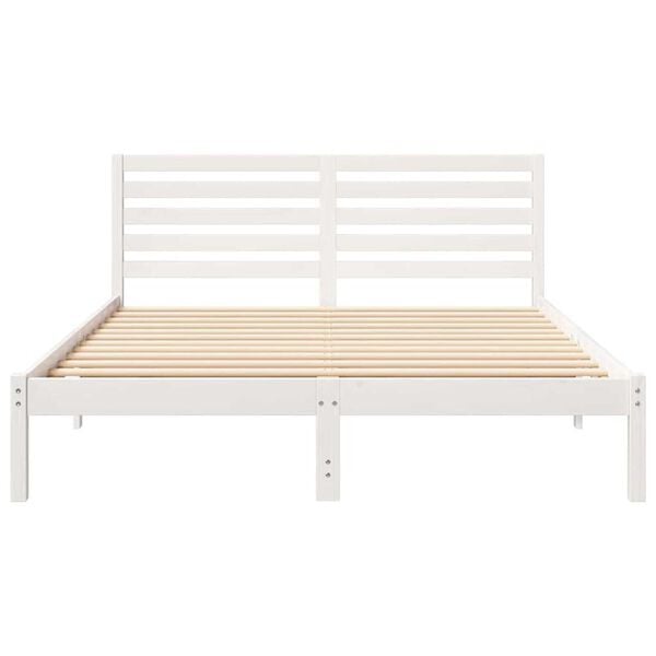 vidaXL Σκελετός Κρεβατιού Λευκό 150 x 200 cm Μασίφ ξύλο πεύκου