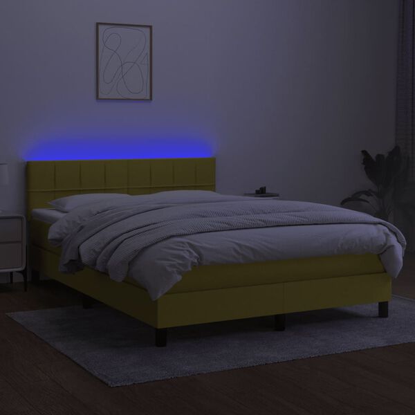 vidaXL &Kappa;&rho;&epsilon;&beta;ά&tau;&iota; Boxspring &mu;&epsilon; &Sigma;&tau;&rho;ώ&mu;&alpha; & LED &Pi;&rho;ά&sigma;&iota;&nu;&omicron; 140x200 &epsilon;&kappa; &Upsilon;&phi;&alpha;&sigma;&mu;ά&tau;&iota;&nu;&omicron;