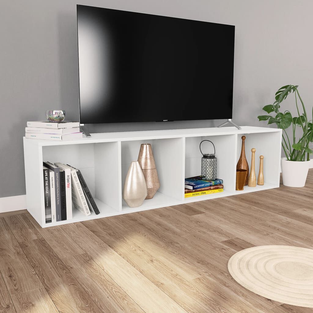 vidaXL Βιβλιοθήκη/Έπιπλο Τηλεόρασης Λευκό 36x30x143 εκ. Επεξ. Ξύλο