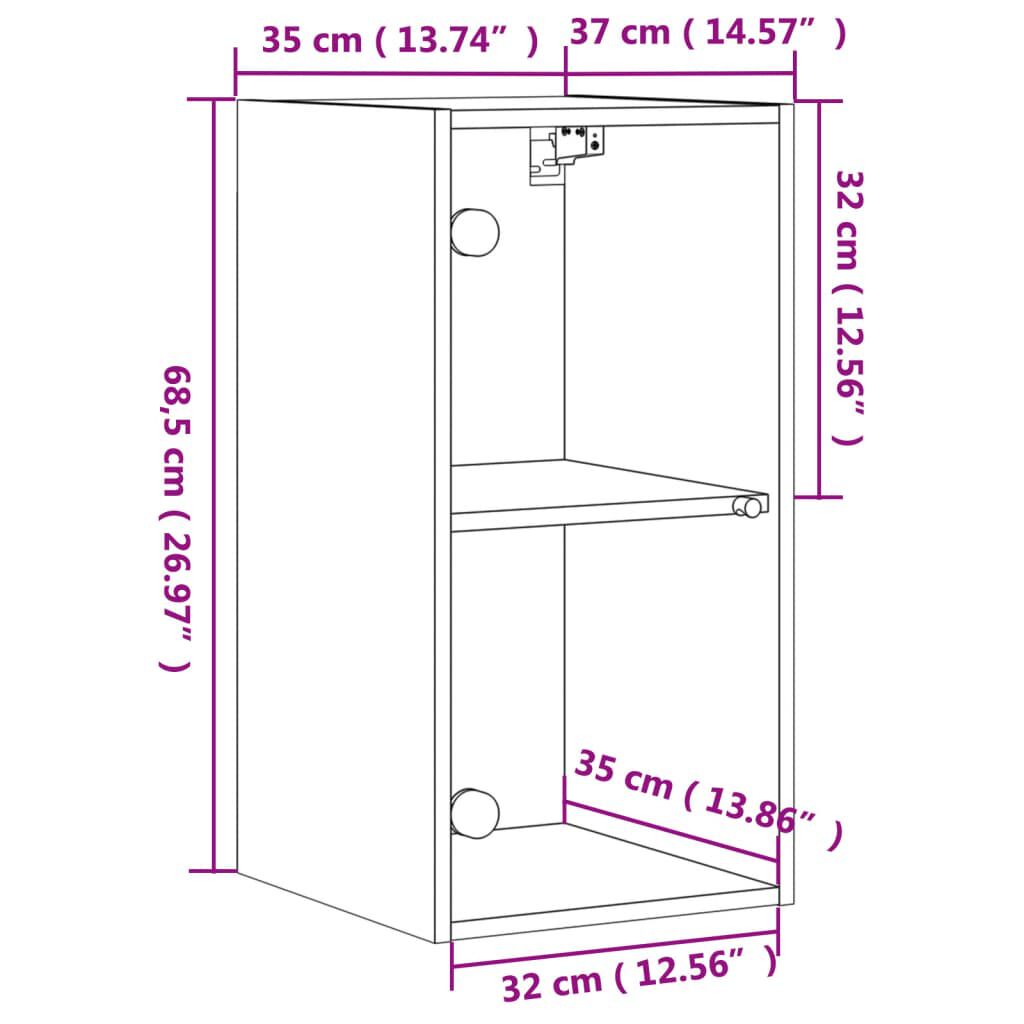 vidaXL Ντουλάπι Τοίχου Sonoma Γκρι 35x37x68,5 εκ. με Γυάλινες Πόρτες