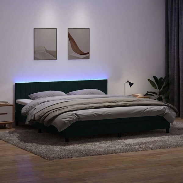 vidaXL &Kappa;&rho;&epsilon;&beta;ά&tau;&iota; Boxspring &mu;&epsilon; &Sigma;&tau;&rho;ώ&mu;&alpha; & LED &sigma;&kappa;&omicron;ύ&rho;&omicron; &pi;&rho;ά&sigma;&iota;&nu;&omicron; 180x220cm &Beta;&epsilon;&lambda;&omicron;ύ&delta;&iota;&nu;&omicron;