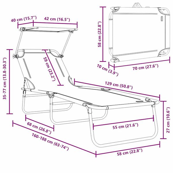 vidaXL Ξαπλώστρα 2-πρόσωπο 2 pcs Taupe 58 x 188 x 77 εκ. ύφασμα