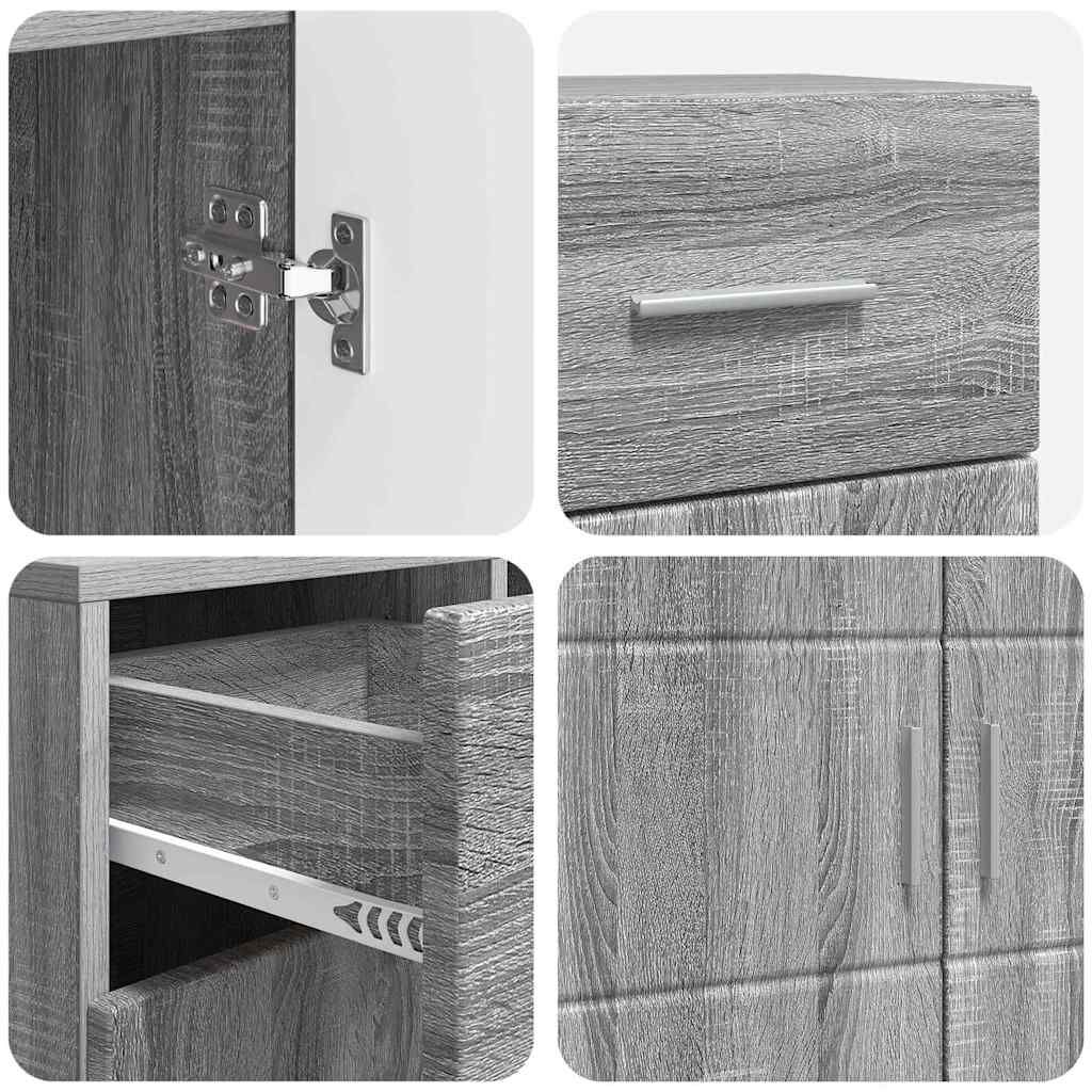 vidaXL Πλαϊνό γραφείο με συρτάρι Γκρι sonoma 88.5 x 30.5 x 73 εκ
