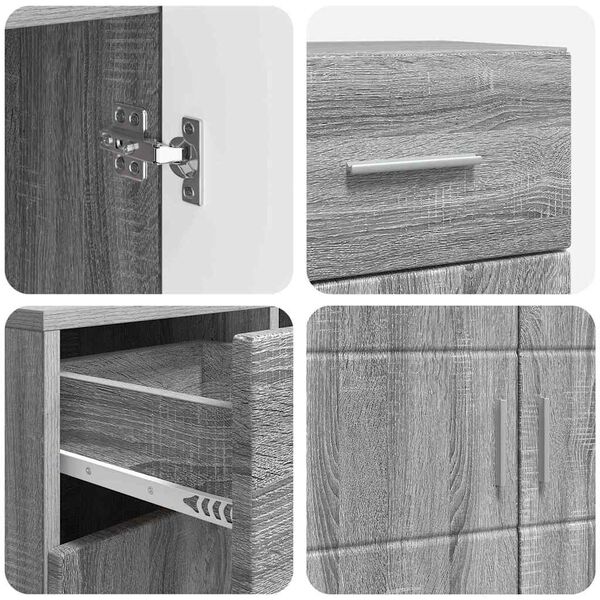 vidaXL Πλαϊνό γραφείο με συρτάρι Γκρι sonoma 88.5 x 30.5 x 73 εκ