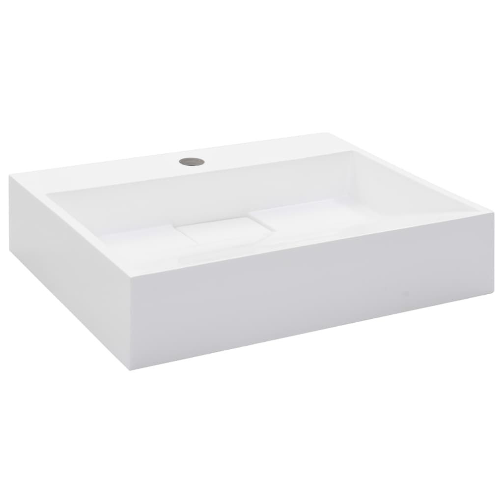 vidaXL Νιπτήρας Λευκός 50x38x13 εκ. Συνθετικός από Τεχνητό Μάρμαρο