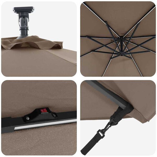 vidaXL Ομπρέλα Cantilever Banana Taupe 294 x 294 x 248 cm
