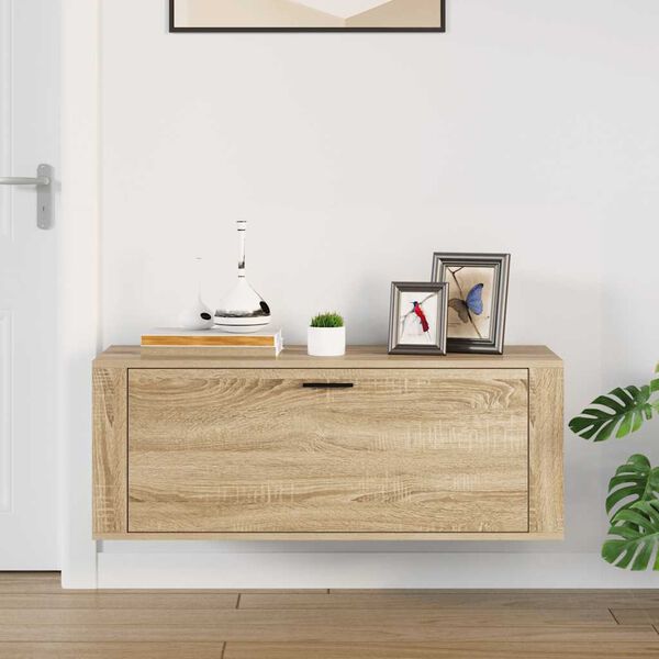 vidaXL Παπουτσοθήκη Επιτοίχια Sonoma Δρυς 100x35x38εκ Επεξ. Ξύλο