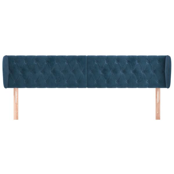 vidaXL Κεφαλάρι με Πτερύγια Σκούρο Μπλε 203x23x78/88 εκ. Βελούδινο