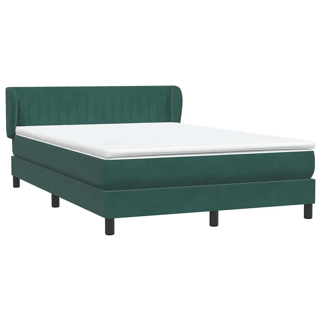 vidaXL Box Spring Κρεβάτι με στρώμα Σκούρο πράσινο 140x220cm Βελούδινο