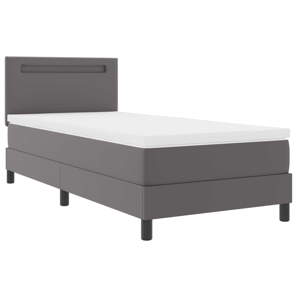 vidaXL Κρεβάτι Box Spring με Στρώμα Γκρι 100x200 cm από Συνθετικό Δέρμα