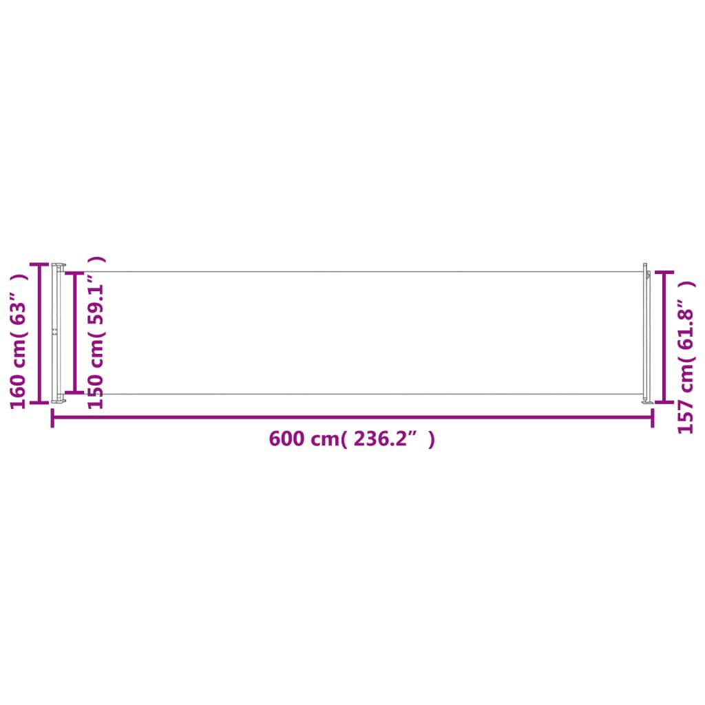 vidaXL Σκίαστρο Πλαϊνό Συρόμενο Βεράντας Μπλε 160 x 600 εκ.