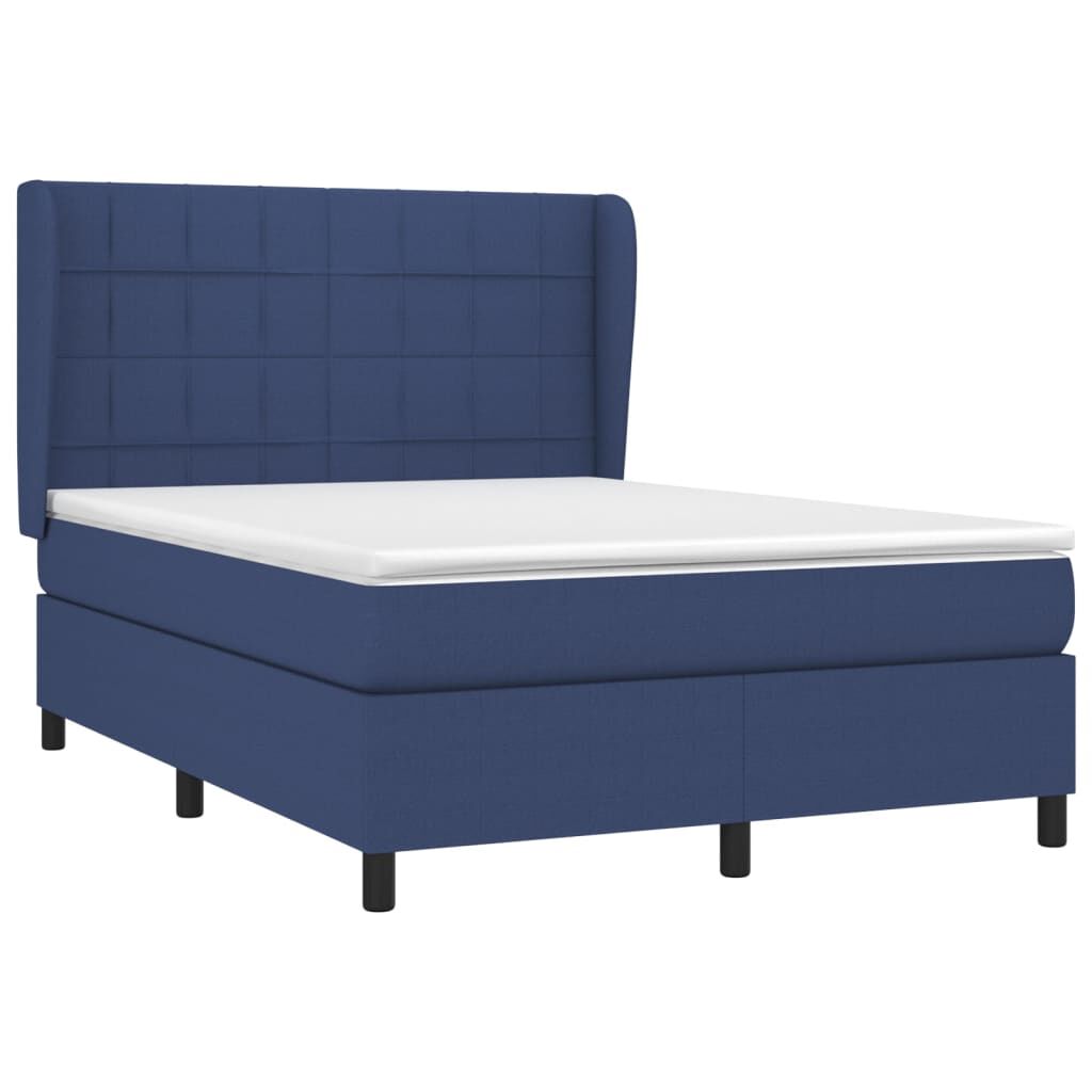vidaXL Κρεβάτι Boxspring με Στρώμα Μπλε 140x200 εκ. Υφασμάτινο