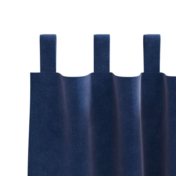Curtains Blackout με Χερούλια 2 τμχ Σκούρο Μπλε Βελούδο