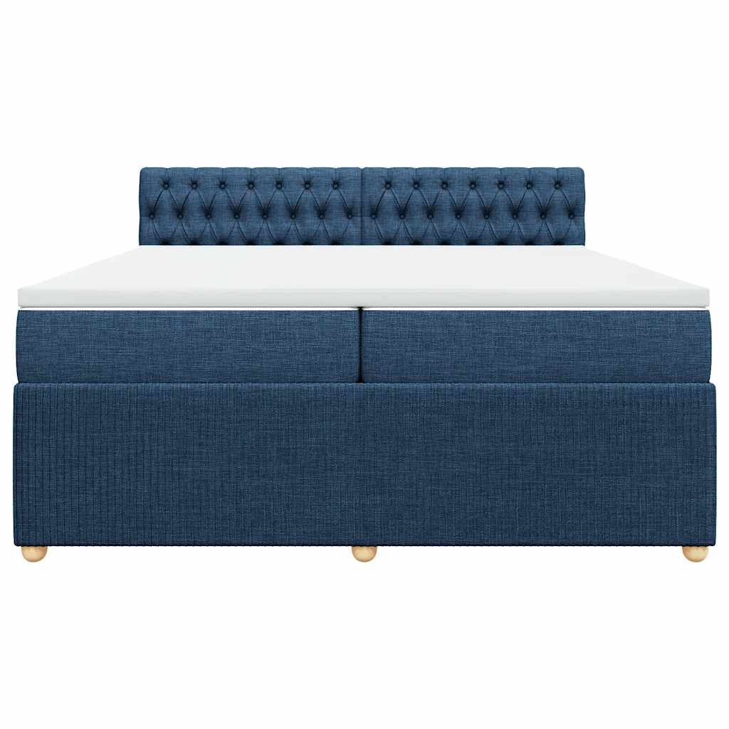 vidaXL Κρεβάτι Boxspring με Στρώμα Μπλε 200x200 εκ. Υφασμάτινο