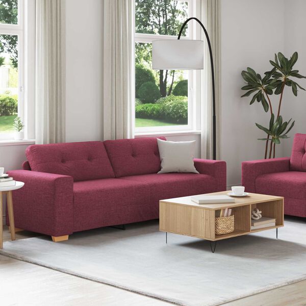 vidaXL Σετ Καναπέ 2 Τεμαχίων της με Μαξιλάρια Κόκκινο Ύφασμα