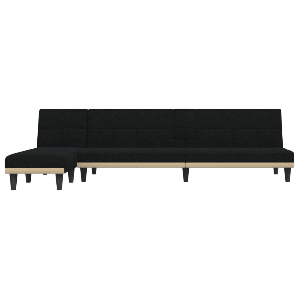 vidaXL Καναπές Κρεβάτι Γωνιακός Μαύρος 255x140x70 εκ. Υφασμάτινος