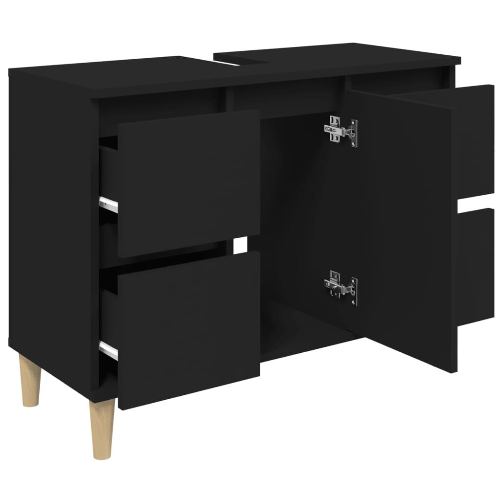 vidaXL Ντουλάπι Νιπτήρα Μαύρο 80 x 33 x 60 εκ. Επεξεργασμένο Ξύλο