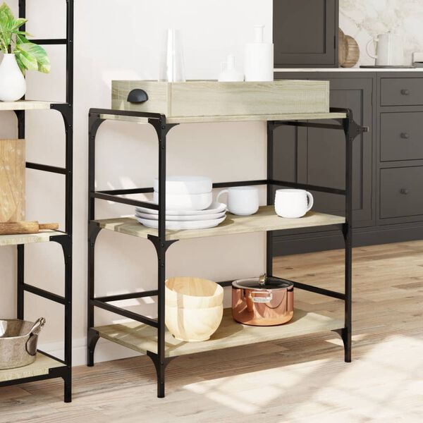 vidaXL Τρόλεϊ Κουζίνας Sonoma Δρυς 81,5x41x92,5 εκ. Επεξεργασμένο Ξύλο