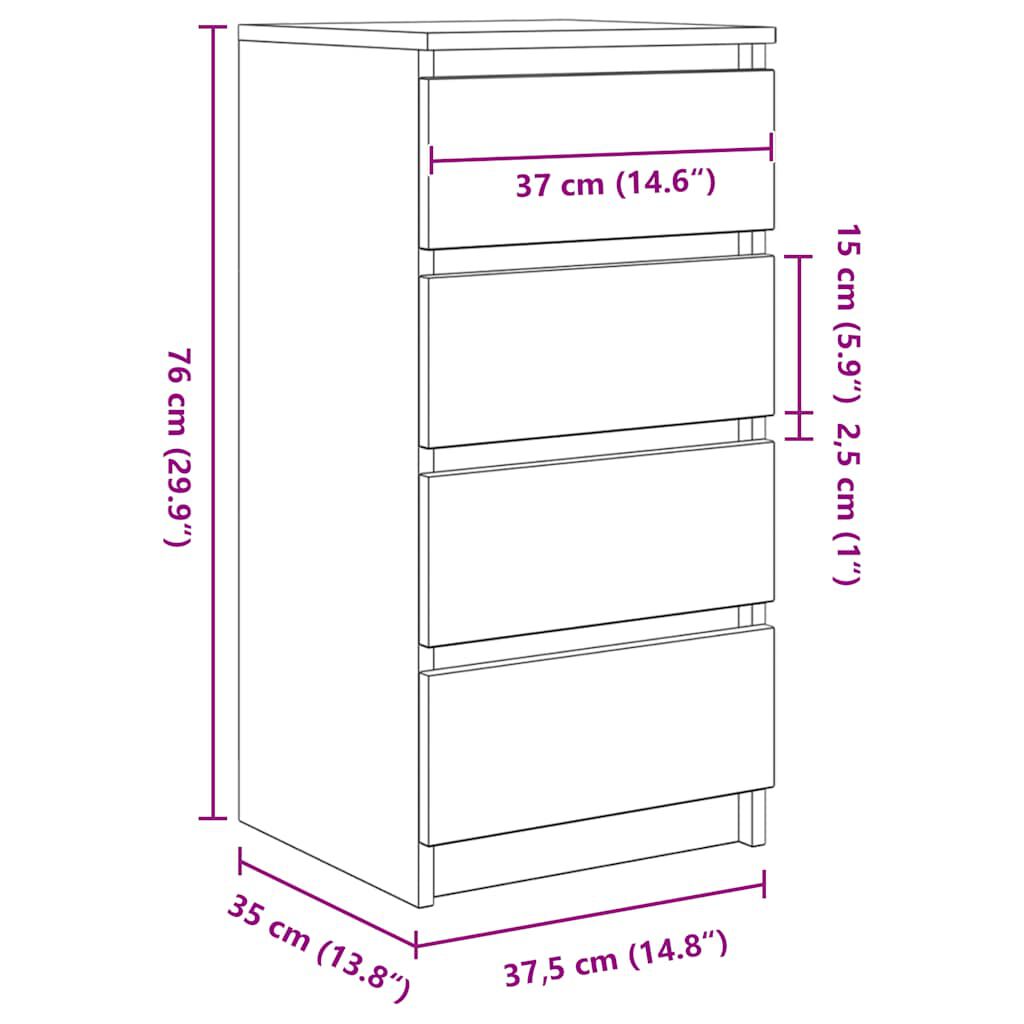 vidaXL Ντουλάπι Γκρι Σκυροδέματος 37,5x35x76 εκ. Επεξεργασμένο Ξύλο