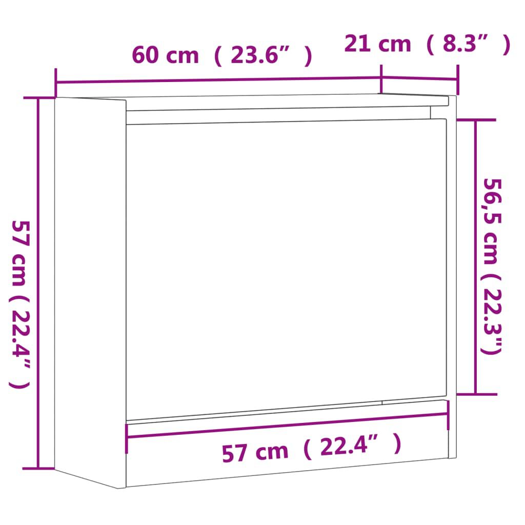 vidaXL Παπουτσοθήκη Καφέ Δρυς 60x21x57 εκ. από Επεξεργασμένο Ξύλο