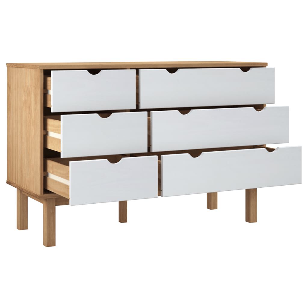 vidaXL Συρταριέρα OTTA Καφέ & Λευκό 111x43x73,5 εκ. Μασίφ Ξύλο Πεύκου