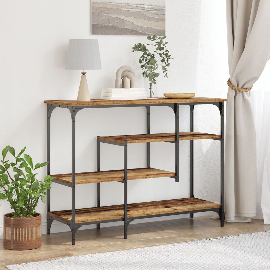vidaXL Τραπέζι κονσόλας Παλιό Ξύλο 100x35x75 εκ. Κατασκευασμένο από Ξύλο και Σίδερο