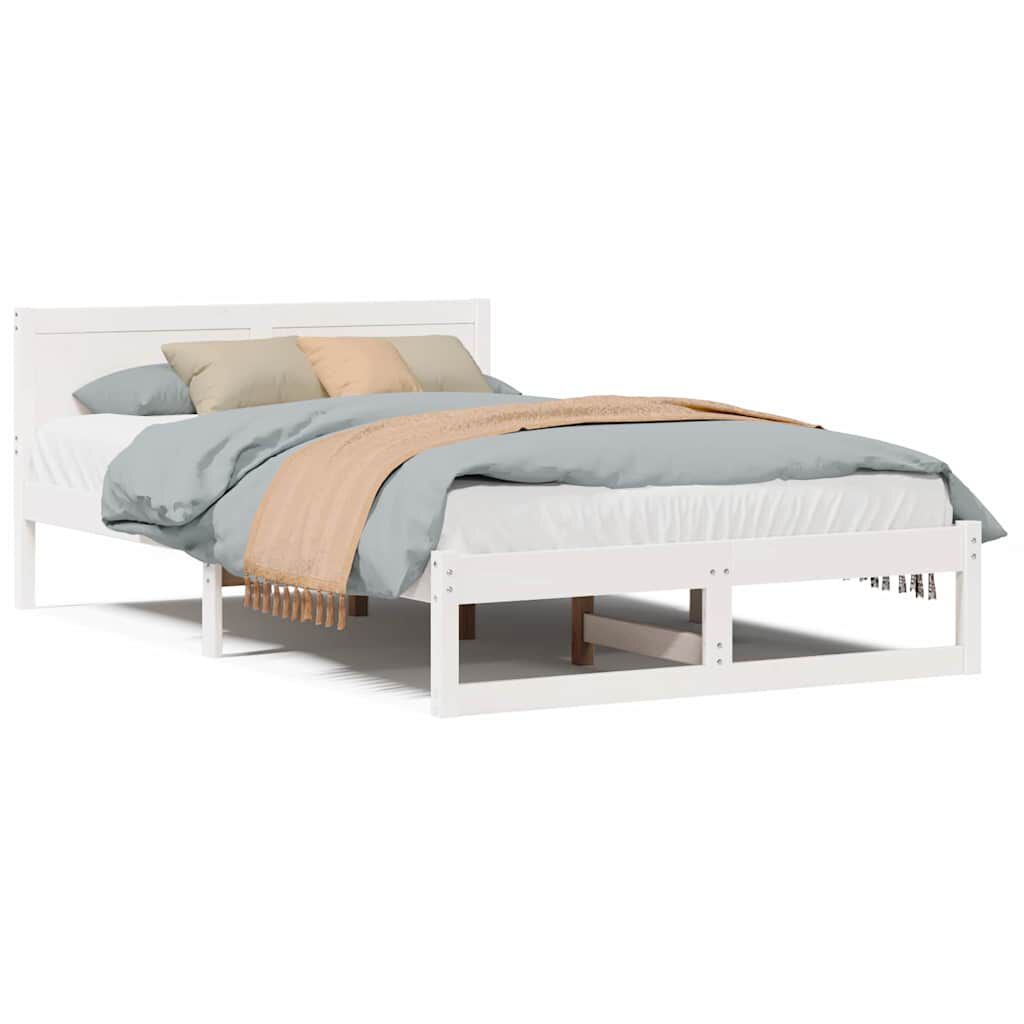 vidaXL Σκελετός Κρεβατιού Λευκό 120 x 190 cm Μασίφ ξύλο πεύκου
