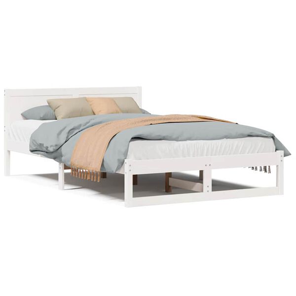vidaXL Σκελετός Κρεβατιού Λευκό 120 x 190 cm Μασίφ ξύλο πεύκου