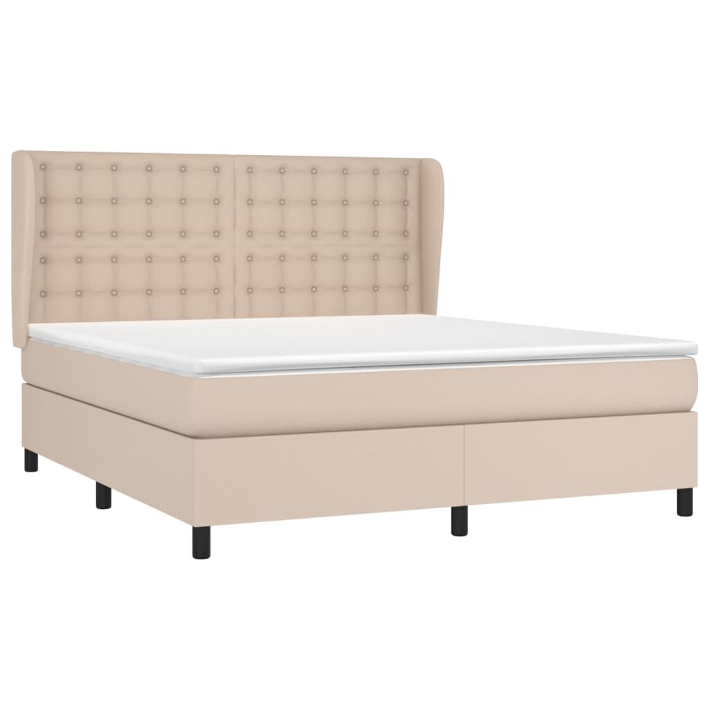 vidaXL Κρεβάτι Boxspring με Στρώμα Καπουτσίνο 180x200 εκ. Συνθ. Δέρμα