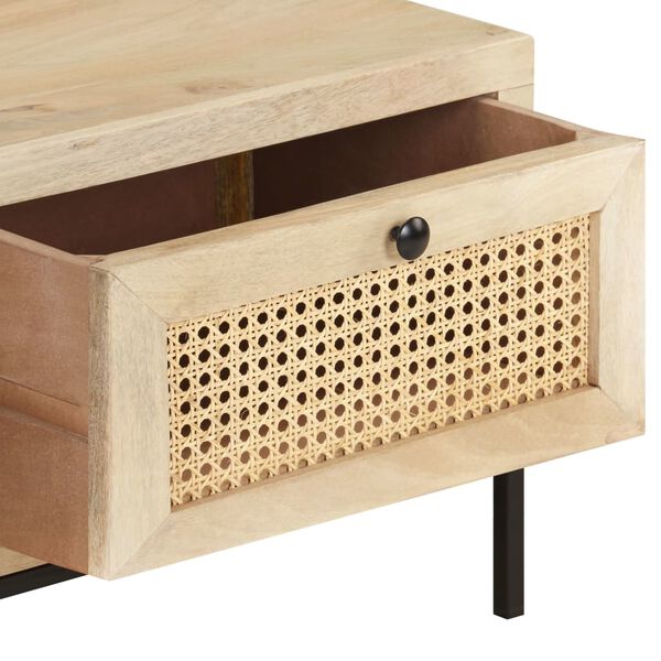 vidaXL Τραπεζάκι Σαλονιού 90x50x37 εκ. Μασίφ Ξύλο Μάνγκο/Φυσικό Καλάμι