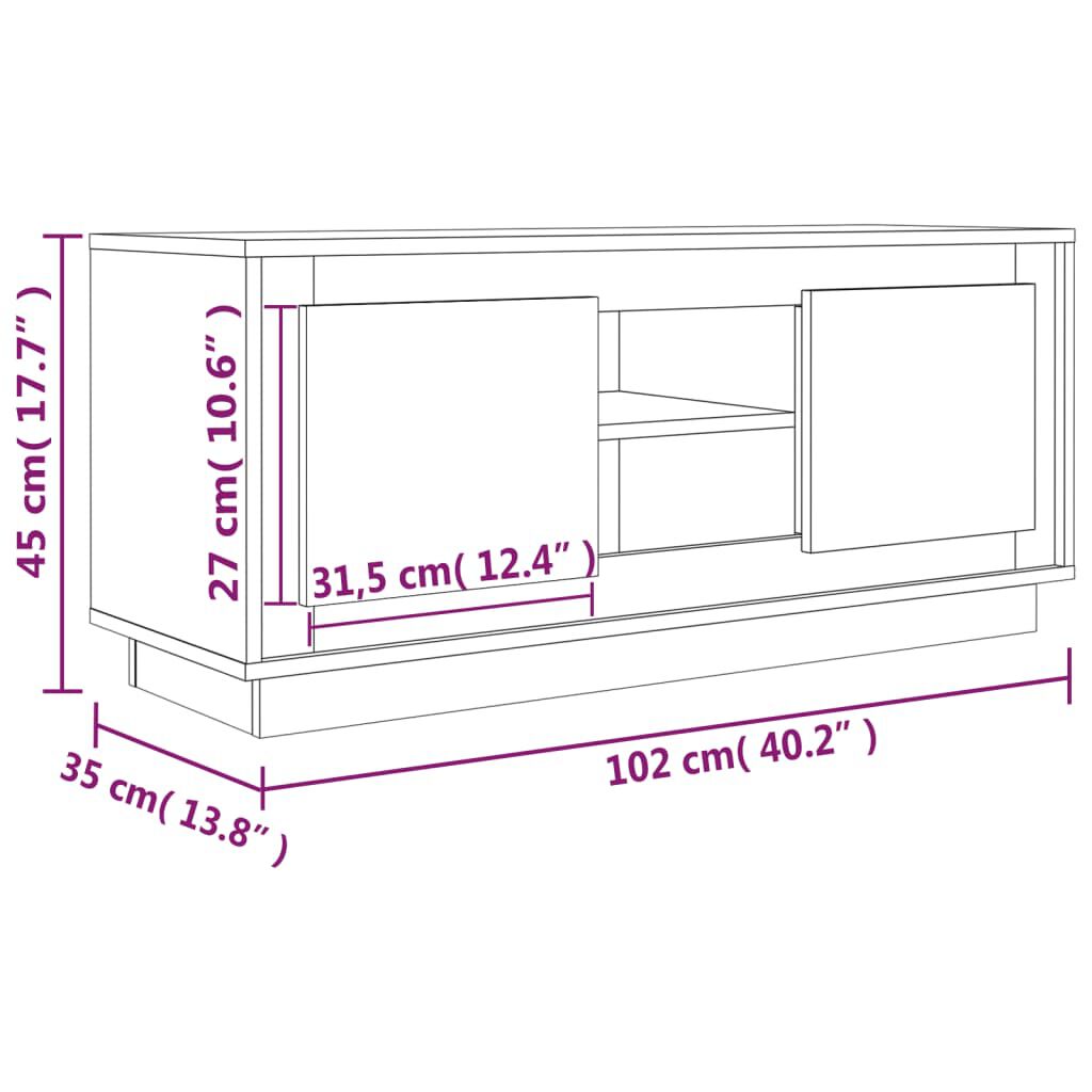 vidaXL Έπιπλο Τηλεόρασης Γκρι Sonoma 102x35x45 εκ. από Επεξεργ. Ξύλο