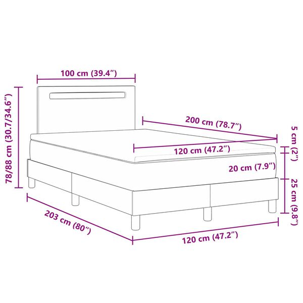 vidaXL Κρεβάτι με στρώμα σε μαύρο, 120x200 εκ, τεχνητό δέρμα